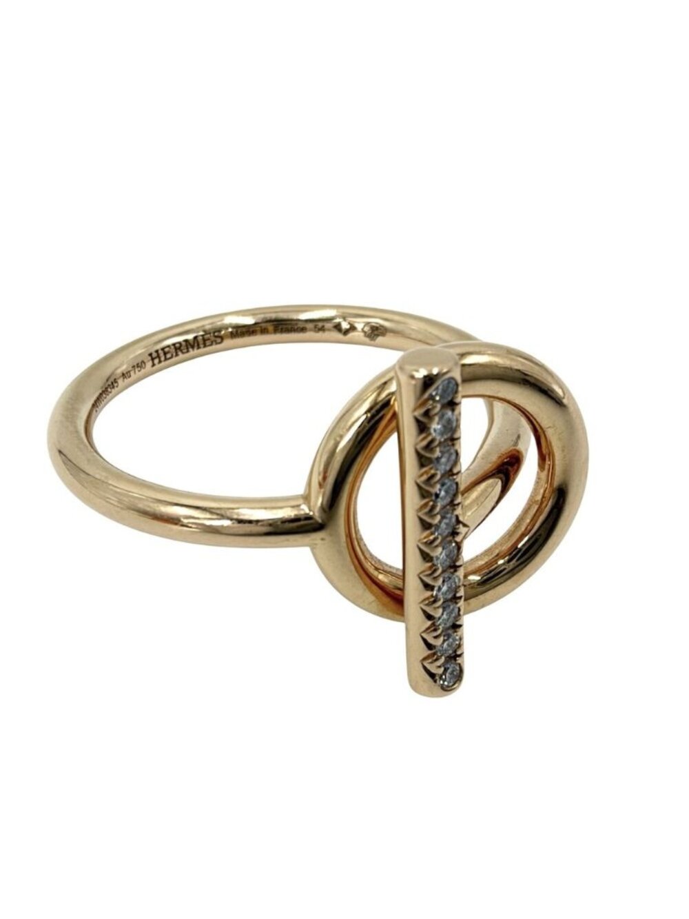 Hermes Ring Echappee PM 54 18k Pink Gold 18k Diamond